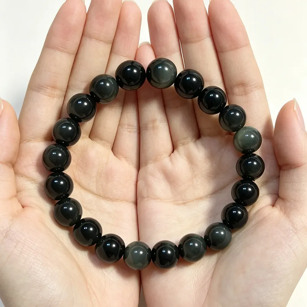 Five Elements Bracelet- silver obsidian bracelet