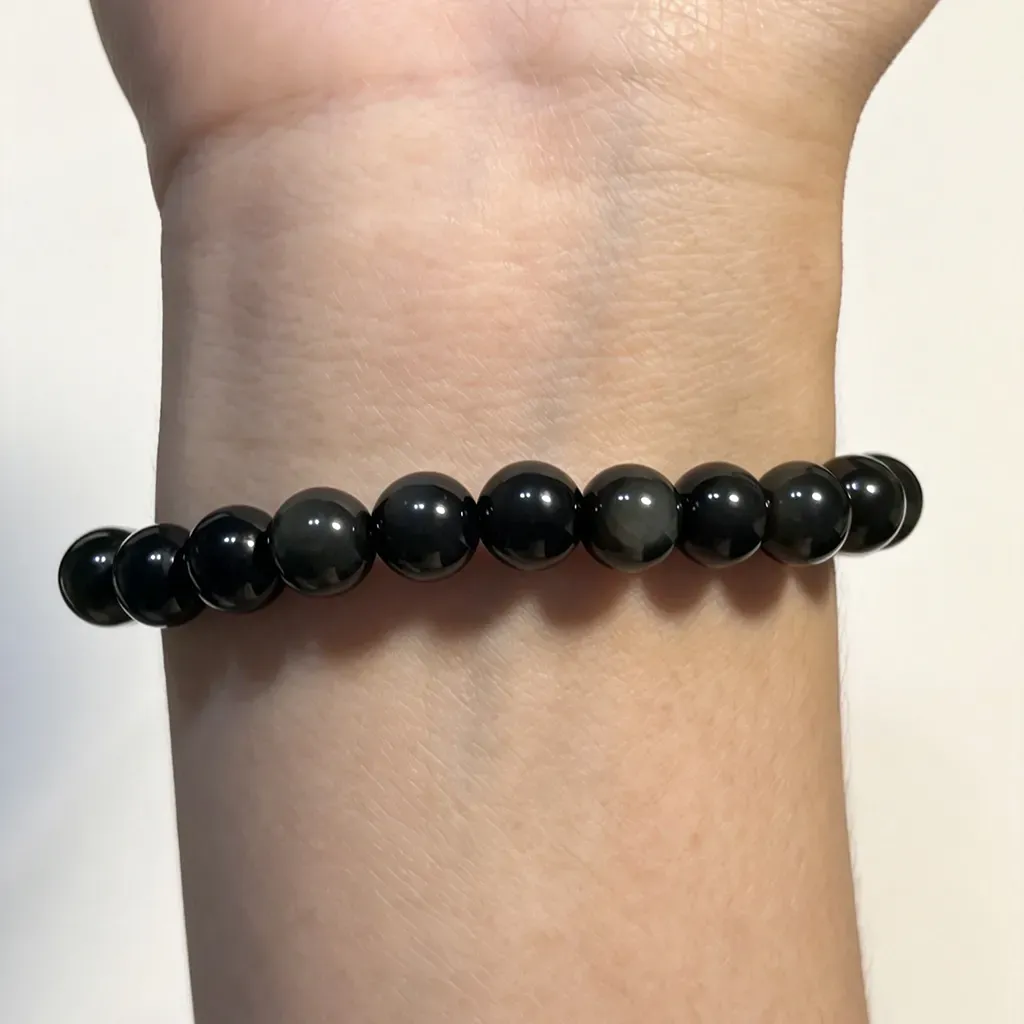 Five Elements Bracelet- silver obsidian bracelet