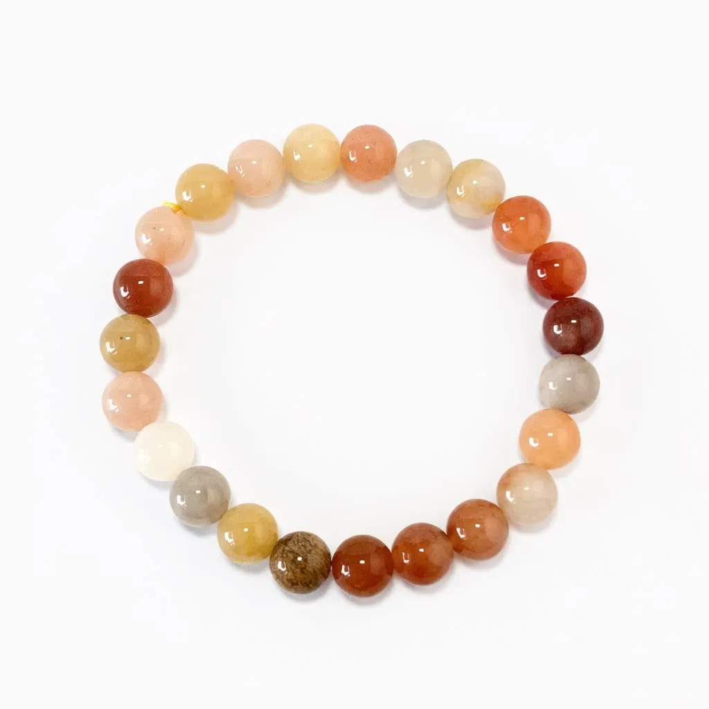 Golden Silk Jade Bracelet in 8mm natural jade beads with golden threads